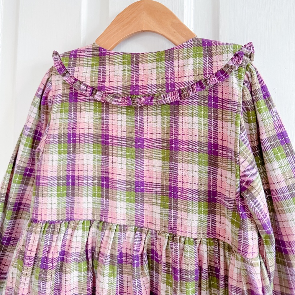 Plaid Long-Sleeve Kids Dress - Picture 8 of 12